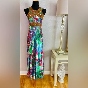 Anthropology-Ranna Gill-Pleated Dress with Stone Embellishments S